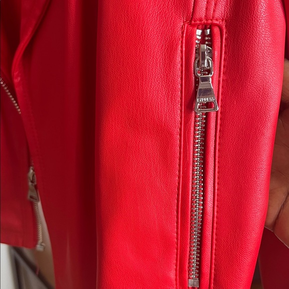 Express Red Faux Leather Moto Jacket - Picture 5 of 7